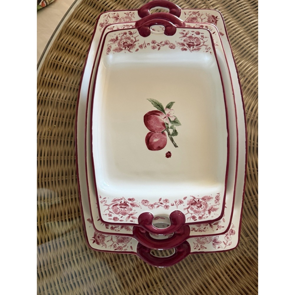 Pfaltzgraff Delicious 3 Piece Serving Tray Entertainment Platter Set UNUSED